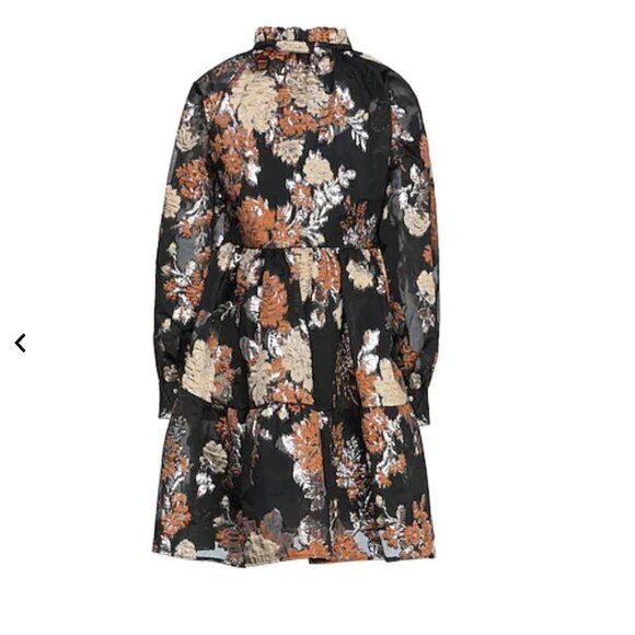 OTTOD'AME FLORAL Made in Italy METALLIC MINI DRESS Brown SIZE MEDIUM - Picture 6 of 16